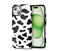 Svanove Custodia Con Motivo di Mucca per l'iPhone 14 Plus/iPhone 15 Plus, Design di Motivo Animale di Lusso, Retro e Cool, Motivo Stylish Y2K, Copertura in Plastica Resistente, Nero