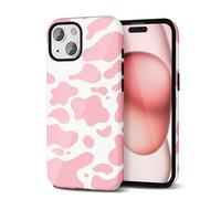 Svanove Custodia Con Motivo di Mucca per l'iPhone 15, Design di Motivo Animale di Lusso, Retro e Cool, Motivo Stylish Y2K, Copertura in Plastica Resistente, Rosa