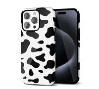 Svanove Custodia Con Motivo di Mucca per l'iPhone 15 Pro, Design di Motivo Animale di Lusso, Retro e Cool, Motivo Stylish Y2K, Copertura in Plastica Resistente, Nero