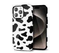Svanove Custodia Con Motivo di Mucca per l'iPhone 15 Pro Max, Design di Motivo Animale di Lusso, Retro e Cool, Motivo Stylish Y2K, Copertura in Plastica Resistente, Nero