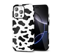Svanove Custodia Con Motivo di Mucca per l'iPhone 16 Pro Max, Design di Motivo Animale di Lusso, Retro e Cool, Motivo Stylish Y2K, Copertura in Plastica Resistente, Nero