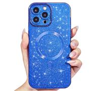 Svanove Custodia Magnetica per iPhone 12 Pro Glitterata compatibile con Magsafe, Con Protezione dell Obiettivo Fotocamera, Custodia PC Glitter Morbida in TPU, per Womem Girl, Blu Reale