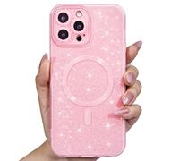 Svanove Custodia Magnetica per iPhone 12 Pro Glitterata compatibile con Magsafe, Con Protezione dell Obiettivo Fotocamera, Custodia PC Glitter Morbida in TPU, per Womem Girl, Rosa