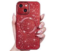 Svanove Custodia Magnetica per iPhone 14 Glitterata compatibile con Magsafe, Con Protezione dell Obiettivo Fotocamera, Custodia PC Glitter Morbida in TPU, per Womem Girl, Vino