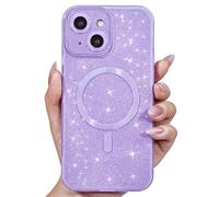 Svanove Custodia Magnetica per iPhone 15 Glitterata compatibile con Magsafe, Con Protezione dell Obiettivo Fotocamera, Custodia PC Glitter Morbida in TPU, per Womem Girl, Lilla