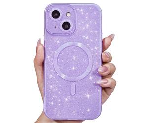 Svanove Custodia Magnetica per iPhone 15 Glitterata compatibile con Magsafe, Con Protezione dell Obiettivo Fotocamera, Custodia PC Glitter Morbida in TPU, per Womem Girl, Lilla