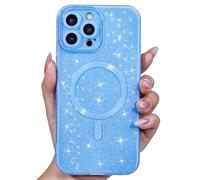 Svanove Custodia Magnetica per iPhone 15 Pro Glitterata compatibile con Magsafe, Con Protezione dell Obiettivo Fotocamera, Custodia PC Glitter Morbida in TPU, per Womem Girl, Blu Pallido
