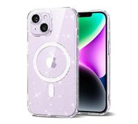 Svanove Custodia per iPhone 14 Plus trasparente glitterata compatibile con Magsafe, scintillante trasparente, sottile, magnetica, carina, estetica, glitterata, lucida, in gomma, per donne e ragazze