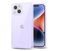 Svanove Custodie per iPhone 14 Plus Trasparente Quadrato, Trasparente Quadrato Rettangolo Custodia per Telefono Protezione per Fotocamera, Sottile Silicone Antiurto Guscio Morbido, Lilla