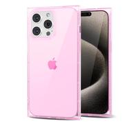 Svanove Custodie per iPhone 15 Pro Max Trasparente Quadrato, Quadrato Rettangolo Custodia per Telefono Protezione per Fotocamera, Sottile Silicone Antiurto Guscio Morbido, Rosa Trasparente