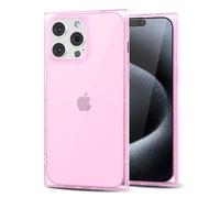 Svanove Custodie per iPhone 15 Pro Trasparente Quadrato, Quadrato Rettangolo Custodia per Telefono Protezione per Fotocamera, Sottile Silicone Antiurto Guscio Morbido, Rosa Trasparente