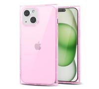 Svanove Custodie per iPhone 15 Trasparente Quadrato, Quadrato Rettangolo Custodia per Telefono Protezione per Fotocamera, Sottile Silicone Antiurto Guscio Morbido, Rosa Trasparente