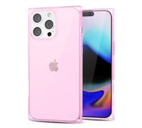 Svanove Custodie per iPhone 16 Pro Max Trasparente Quadrato, Quadrato Rettangolo Custodia per Telefono Protezione per Fotocamera, Sottile Silicone Antiurto Guscio Morbido, Rosa Trasparente