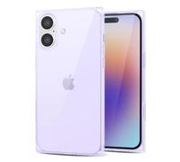 Svanove Custodie per iPhone 16 Trasparente Quadrato, Trasparente Quadrato Rettangolo Custodia per Telefono Protezione per Fotocamera, Sottile Silicone Antiurto Guscio Morbido, Lilla