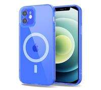 Svanove per iPhone 12 Cover Compatibile con MagSafe, Trasparente Magnetica Protezione della fotocamera Custodia, Sottile Silicone Antiurto Anti-Graffio Custodia Case, Bleu Fluo