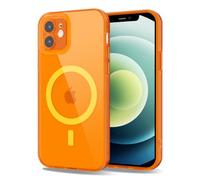 Svanove per iPhone 12 Cover Compatibile con MagSafe, Trasparente Magnetica Protezione della fotocamera Custodia, Sottile Silicone Antiurto Anti-Graffio Custodia Case, Arancione Fluo