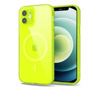 Svanove per iPhone 12 Cover Compatibile con MagSafe, Trasparente Magnetica Protezione della fotocamera Custodia, Sottile Silicone Antiurto Anti-Graffio Custodia Case, Giallo Fluo