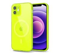 Svanove per iPhone 12 Mini Cover Compatibile con MagSafe, Trasparente Magnetica Protezione della fotocamera Custodia, Sottile Silicone Antiurto Anti-Graffio Custodia Case, Giallo Fluo