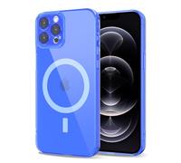 Svanove per iPhone 12 Pro Cover Compatibile con MagSafe, Trasparente Magnetica Protezione della fotocamera Custodia, Sottile Silicone Antiurto Anti-Graffio Custodia Case, Bleu Fluo