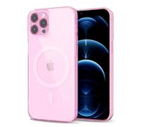 Svanove per iPhone 12 Pro Max Cover Compatibile con MagSafe, Trasparente Magnetica Protezione della fotocamera Custodia, Sottile Silicone Antiurto Anti-Graffio Custodia Case, Rosa Chiaro
