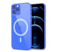 Svanove per iPhone 12 Pro Max Cover Compatibile con MagSafe, Trasparente Magnetica Protezione della fotocamera Custodia, Sottile Silicone Antiurto Anti-Graffio Custodia Case, Bleu Fluo