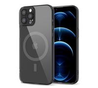 Svanove per iPhone 12 Pro Max Cover Compatibile con MagSafe, Trasparente Magnetica Protezione della fotocamera Custodia, Sottile Silicone Antiurto Anti-Graffio Custodia Case, Nero Chiaro