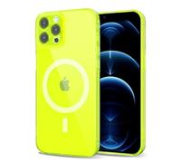 Svanove per iPhone 12 Pro Max Cover Compatibile con MagSafe, Trasparente Magnetica Protezione della fotocamera Custodia, Sottile Silicone Antiurto Anti-Graffio Custodia Case, Giallo Fluo