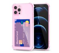 Svanove per iPhone 12 Pro Max Custodia con Slot, Trasparente con Porta Carte Fotocamera Case Protettiva, Sottile Protezione Silicone Portafoglio Cover Antiurto Slim Custodia, Rosa Chiaro