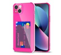 Svanove per iPhone 13 Custodia con Slot, Trasparente con Porta Carte Fotocamera Case Protettiva, Sottile Protezione Silicone Portafoglio Cover Antiurto Slim Custodia, Rosa Caldo