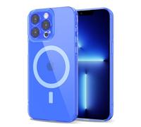 Svanove per iPhone 13 Pro Max Cover Compatibile con MagSafe, Trasparente Magnetica Protezione della fotocamera Custodia, Sottile Silicone Antiurto Anti-Graffio Custodia Case, Bleu Fluo