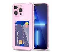Svanove per iPhone 13 Pro Max Custodia con Slot, Trasparente con Porta Carte Fotocamera Case Protettiva, Sottile Protezione Silicone Portafoglio Cover Antiurto Slim Custodia, Rosa Chiaro