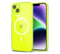 Svanove per iPhone 14 Cover Compatibile con MagSafe, Trasparente Magnetica Protezione della fotocamera Custodia, Sottile Silicone Antiurto Anti-Graffio Custodia Case, Giallo Fluo