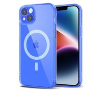 Svanove per iPhone 14 Plus Cover Compatibile con MagSafe, Trasparente Magnetica Protezione della fotocamera Custodia, Sottile Silicone Antiurto Anti-Graffio Custodia Case, Bleu Fluo