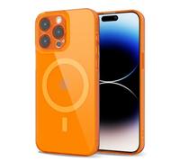 Svanove per iPhone 14 Pro Cover Compatibile con MagSafe, Trasparente Magnetica Protezione della fotocamera Custodia, Sottile Silicone Antiurto Anti-Graffio Custodia Case, Arancione Fluo