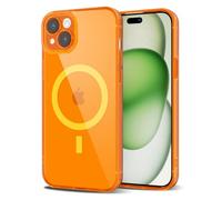 Svanove per iPhone 15 Cover Compatibile con MagSafe, Trasparente Magnetica Protezione della fotocamera Custodia, Sottile Silicone Antiurto Anti-Graffio Custodia Case, Arancione Fluo