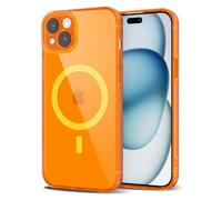 Svanove per iPhone 15 Plus Cover Compatibile con MagSafe, Trasparente Magnetica Protezione della fotocamera Custodia, Sottile Silicone Antiurto Anti-Graffio Custodia Case, Arancione Fluo