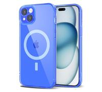Svanove per iPhone 15 Plus Cover Compatibile con MagSafe, Trasparente Magnetica Protezione della fotocamera Custodia, Sottile Silicone Antiurto Anti-Graffio Custodia Case, Bleu Fluo