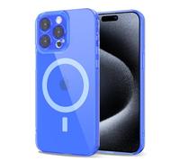 Svanove per iPhone 15 Pro Cover Compatibile con MagSafe, Trasparente Magnetica Protezione della fotocamera Custodia, Sottile Silicone Antiurto Anti-Graffio Custodia Case, Bleu Fluo