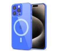 Svanove per iPhone 15 Pro Max Cover Compatibile con MagSafe, Trasparente Magnetica Protezione della fotocamera Custodia, Sottile Silicone Antiurto Anti-Graffio Custodia Case, Bleu Fluo