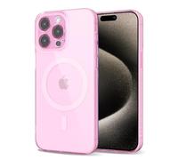 Svanove per iPhone 15 Pro Max Cover Compatibile con MagSafe, Trasparente Magnetica Protezione della fotocamera Custodia, Sottile Silicone Antiurto Anti-Graffio Custodia Case, Rosa Chiaro