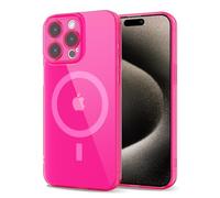 Svanove per iPhone 15 Pro Max Cover Compatibile con MagSafe, Trasparente Magnetica Protezione della fotocamera Custodia, Sottile Silicone Antiurto Anti-Graffio Custodia Case, Rose Vif
