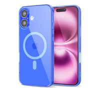 Svanove per iPhone 16 Plus Cover Compatibile con MagSafe, Trasparente Magnetica Protezione della fotocamera Custodia, Sottile Silicone Antiurto Anti-Graffio Custodia Case, Bleu Fluo