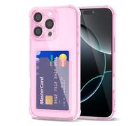 Svanove per iPhone 16 Pro Custodia con Slot, Trasparente con Porta Carte Fotocamera Case Protettiva, Sottile Protezione Silicone Portafoglio Cover Antiurto Slim Custodia, Rosa Chiaro