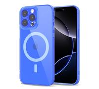 Svanove per iPhone 16 Pro Max Cover Compatibile con MagSafe, Trasparente Magnetica Protezione della fotocamera Custodia, Sottile Silicone Antiurto Anti-Graffio Custodia Case, Bleu Fluo