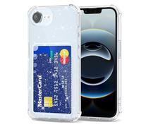Svanove per iPhone 16e Custodia con Slot, Trasparente con Porta Carte Fotocamera Case Protettiva, Sottile Protezione Silicone Portafoglio Cover Antiurto Slim Custodia, Chiaro Glitter