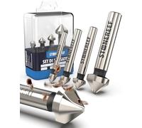 Svasatore per Metallo e Legno Set 4 Punte HSS 6,3-16,5 mm con Box | Quattro misure da 6,3 a 16,5 mm coprono le viti a testa svasata più comuni, dal mobile al bullone