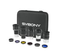 Svbony Kit di accessori per telescopio SV233 per adulti, oculare zoom 7-21 mm, oculare 3,2 mm 58°, 25 mm, 32 mm, 2 lenti di Barlow, LRGB, luna, filtro polarizzatore variabile, con borsa portatile, per