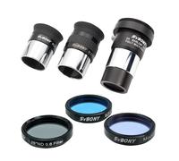 SVBONY SV233 Kit di accessori per telescopio, oculare Super Plossl da 6 mm e 17 mm, 2 lenti di Barlow con filettatura T, filtro lunare ND4 filtro colorato 82A e borsa portatile, per osservazioni
