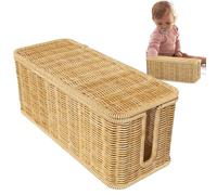 SVCEQZE Scatola di gestione dei cavi in rattan, Scatola di gestione dei cavi 31x12.5x13cm, Scatola di prolunga per cavi, Scatola organizer per cavi in rattan, Gestione cavi sotto scrivania per router