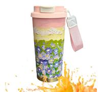 SVCEQZE Tazza termica - 500 ml per viaggiare | motivo floreale doppia modalità di bevanda, tazza a prova di perdite con passante e coperchio per bevande calde o fredde, scuola, posto di lavoro